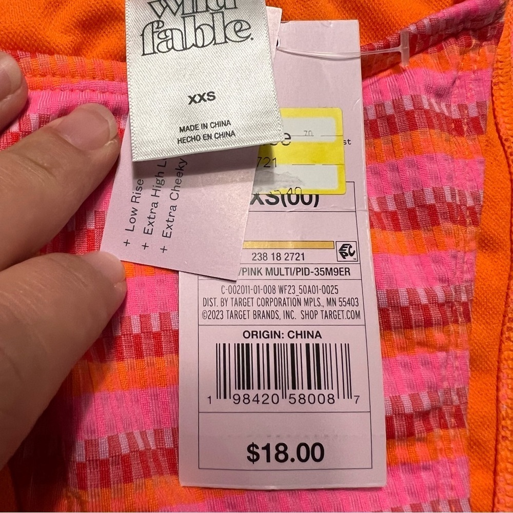 ❤️3/$15 NWT Wild Fable Pink and Orange Bikini Bottom (XXS) - Picture 4 of 6